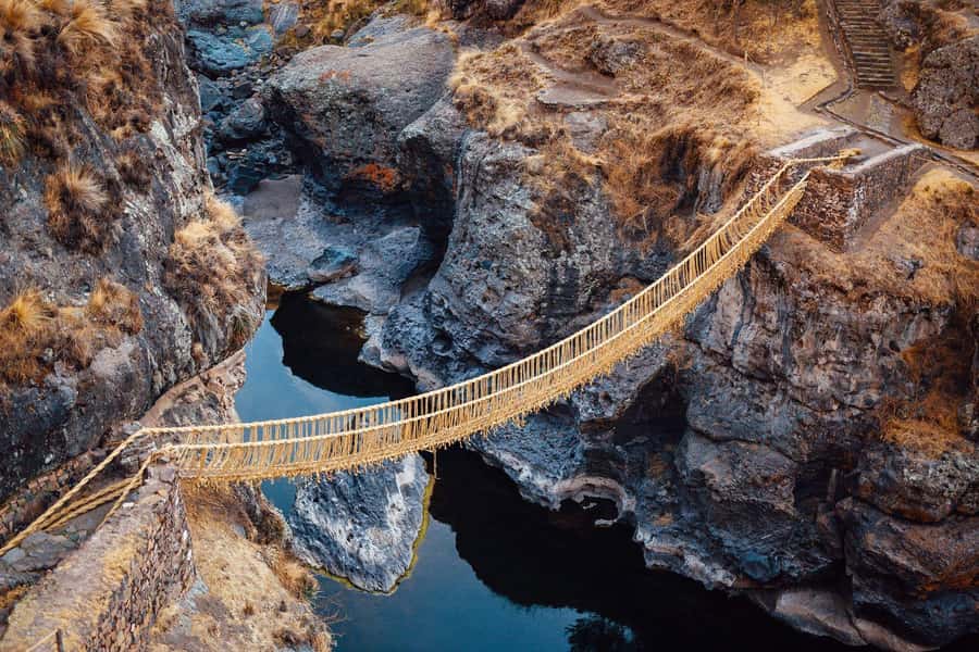 1 day excursion to Qeswachaka bridge and the 4 lagoons - Starting at 4:00 a.m. from Cusco, then heading toward the last Inca bridge