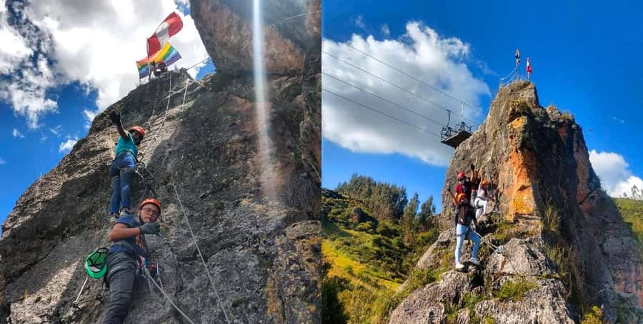 Cusco: Via Ferrata, Skybike, and Rappel Adventure - Via ferrata in Cachimayo, 45 meters of anchored metal steps