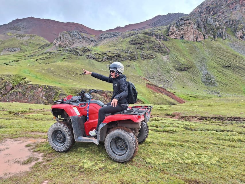 From cusco: Rainbow Mountain ATV Tour with meals - The drive to Rainbow Mountain: animals, glaciers, and red rock tones
