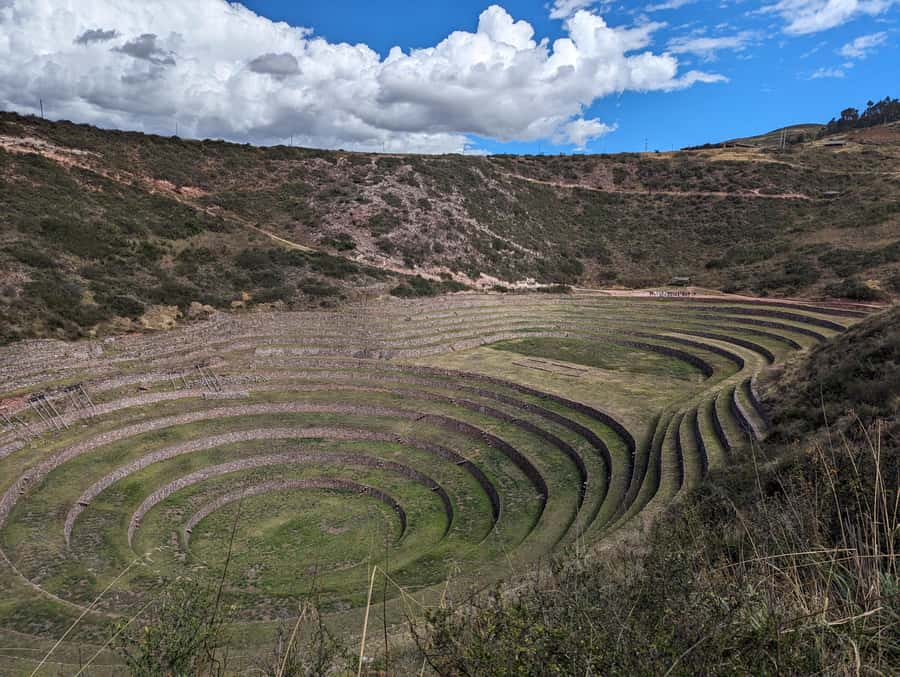 From Ollantaytambo:Moray, Salt Mines, Chinchero end in Cusco - Moray’s Circular Terraces: Inca Engineering for Different Microclimates