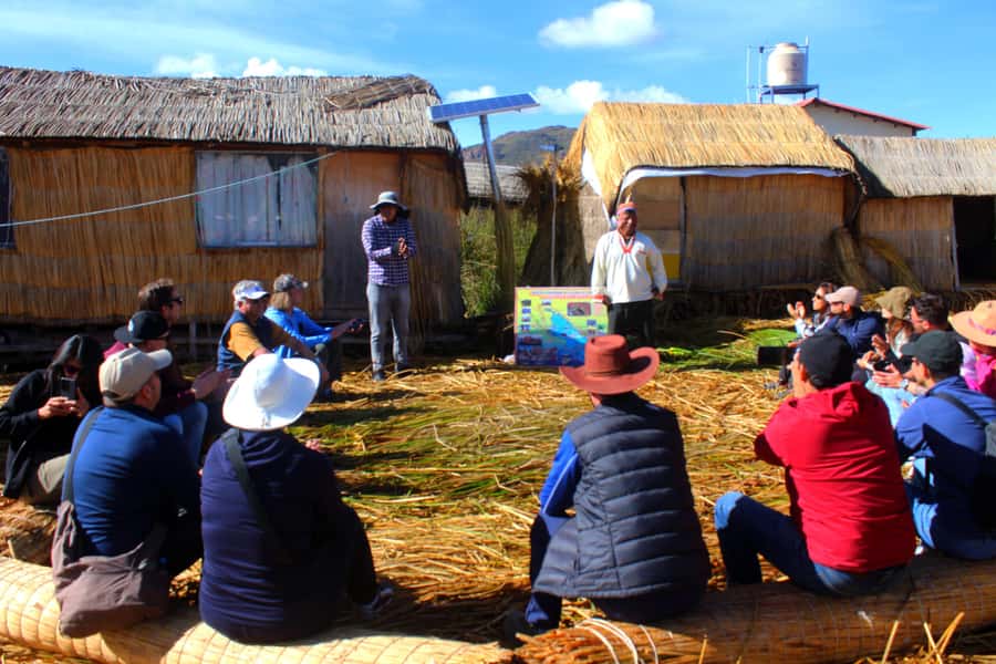 From Puno: Uros floating islands half Day tour - On the islands: what the visit feels like in real time